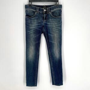 Escada Sport Selvedge Skinny Jeans Women Sz 36 / US 6 Blue Back Tie Flap Pockets